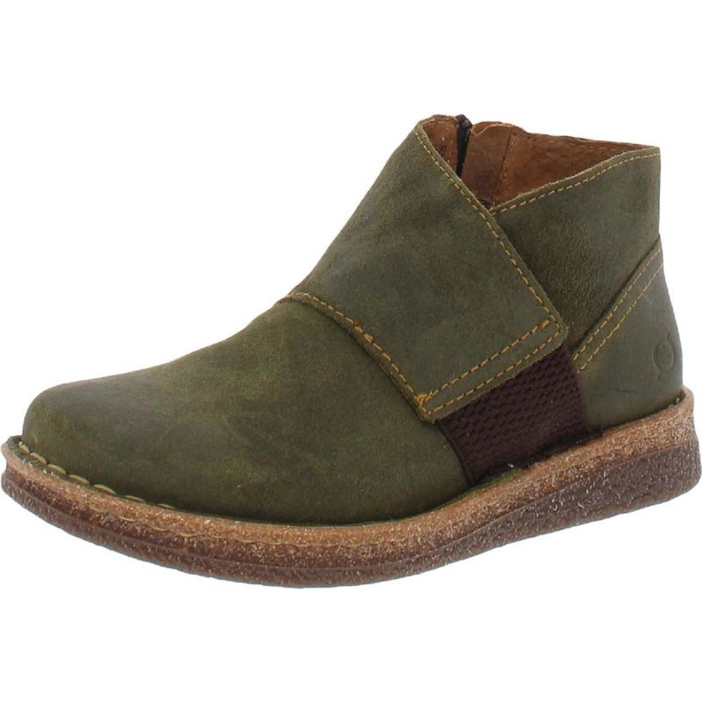 Born Womens Tora Green Suede Round Toe Flats Ankle Boots Shoes NWOB